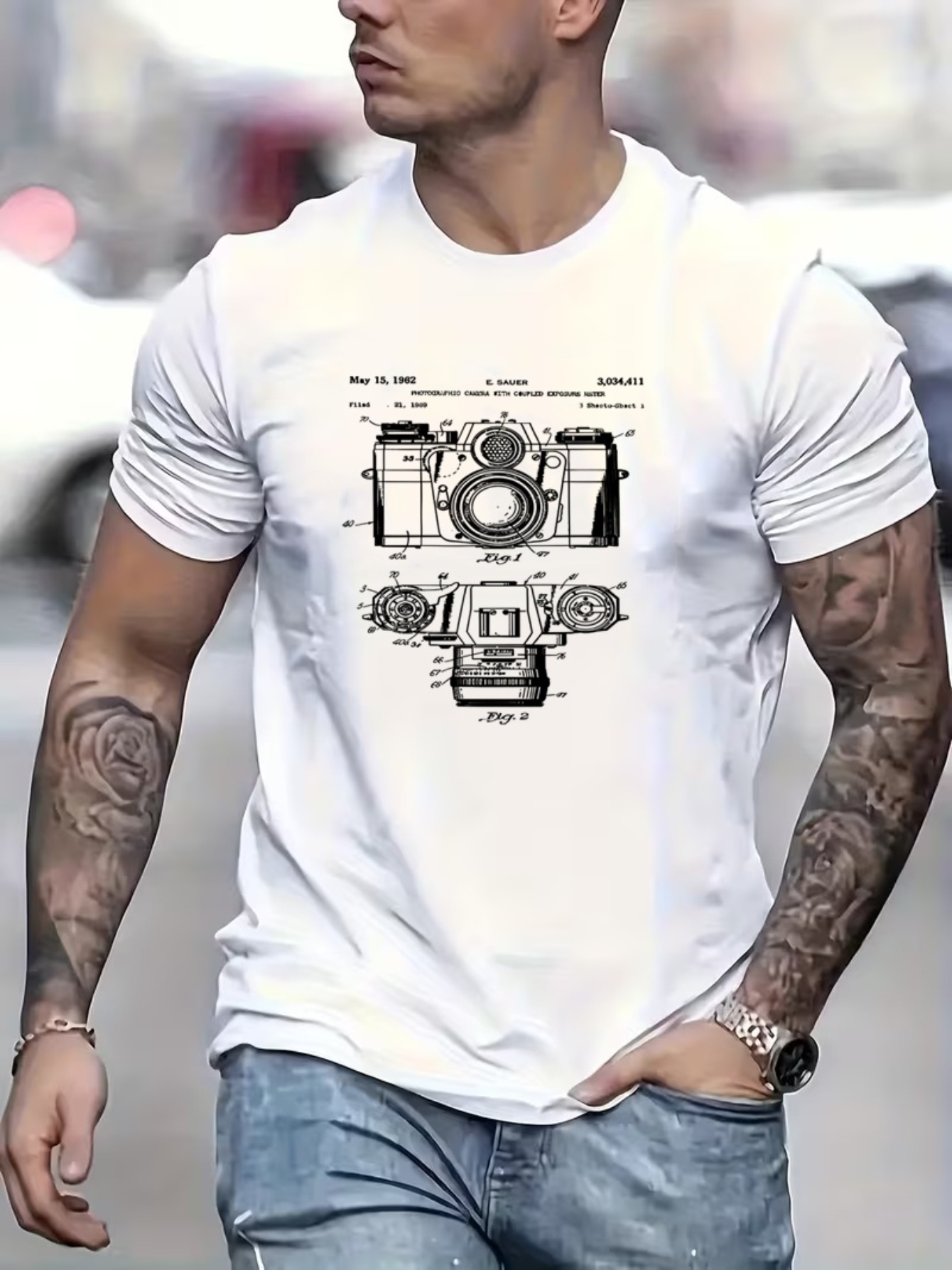 Photography Sim - Camiseta estampada para hombre con estampado