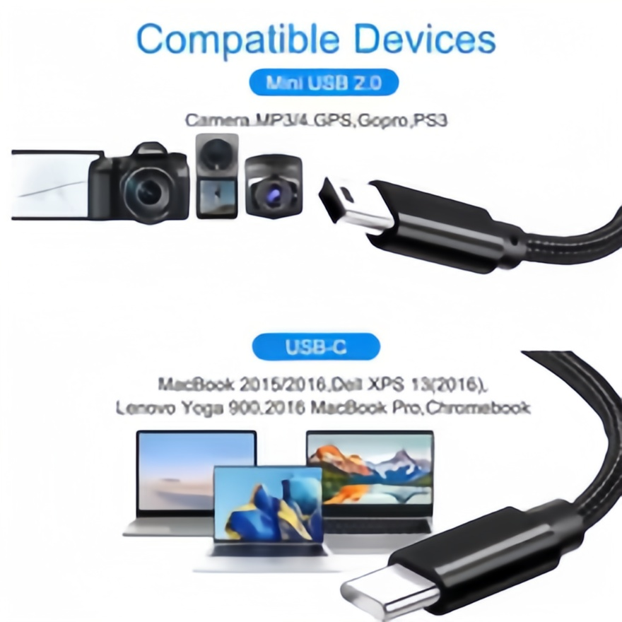 Cable corto USB C a Mini USB-5 - Photograph Mp3 reseña y precio